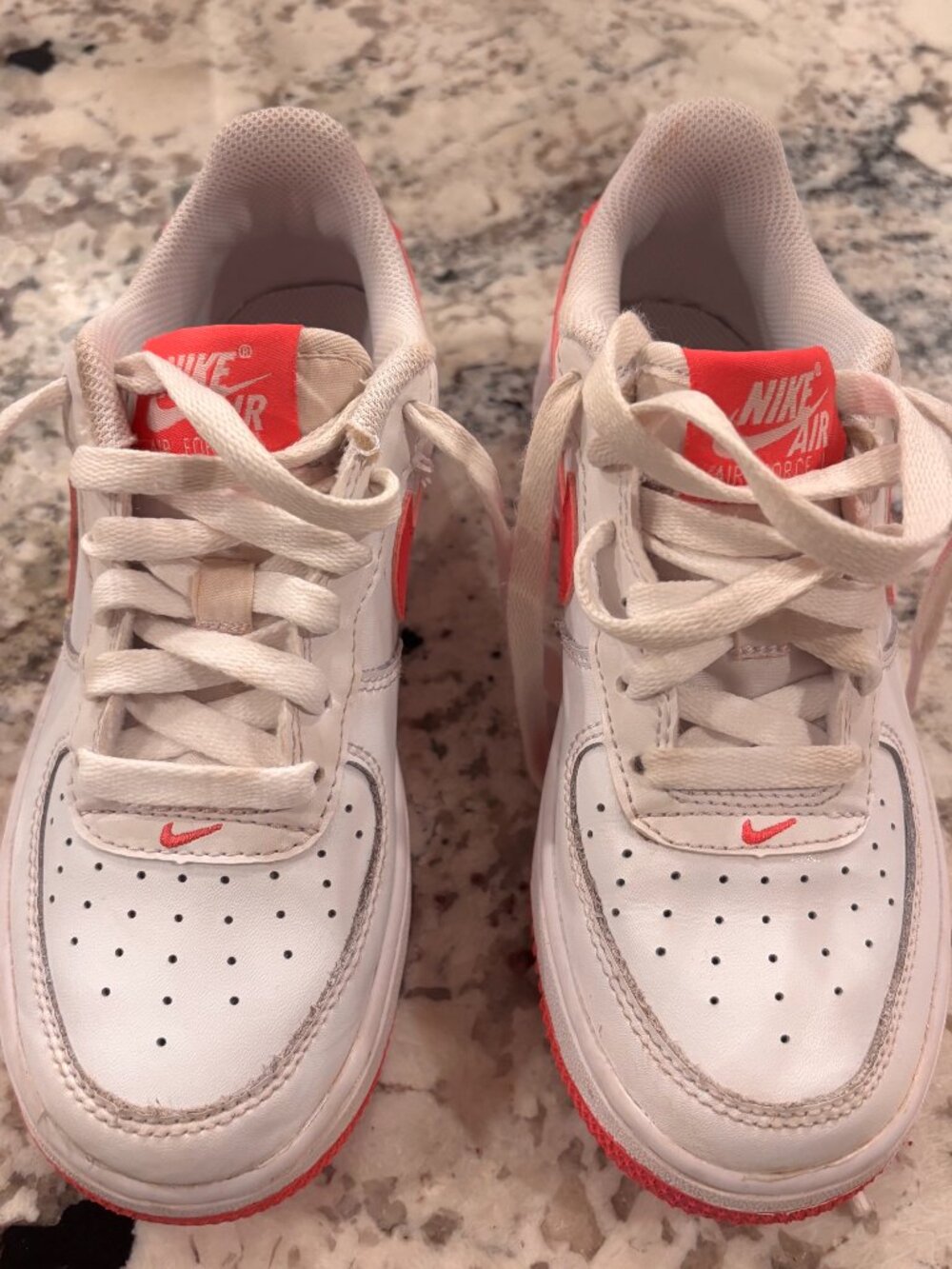 Nike Kids Air Force One Low Shoes - Size 2 - White/Hot Fuschia